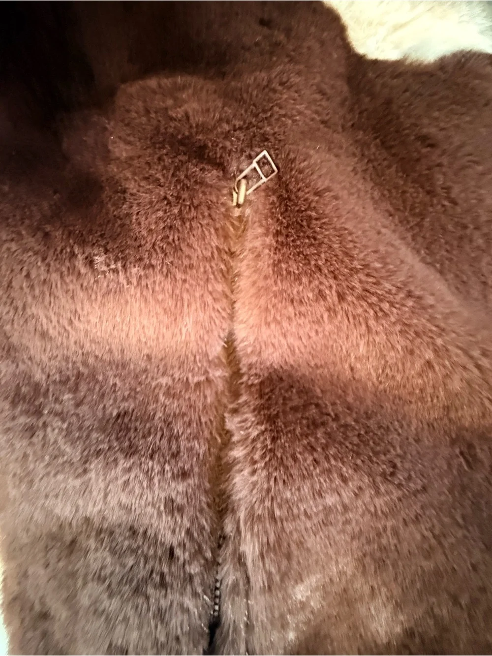 Nike Sportswear Essentials Faux Fur Teddy Jacket Brown Cream Oversized M